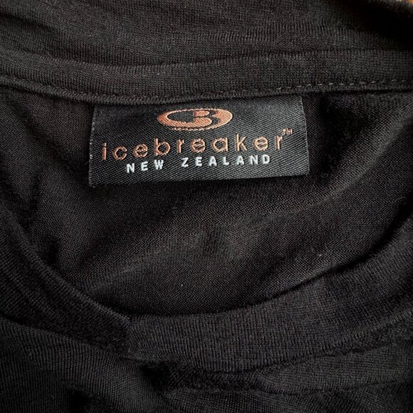 ICEBREAKER 100% Merino Wool Shirt Mens L Black Long Sleeve V-Neck Baselayer Top - Picture 6 of 8